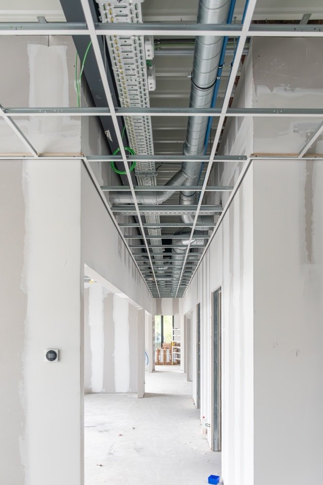 View,From,Below,On,Ceiling,Ventilation,System,,Ceiling,Construction,With