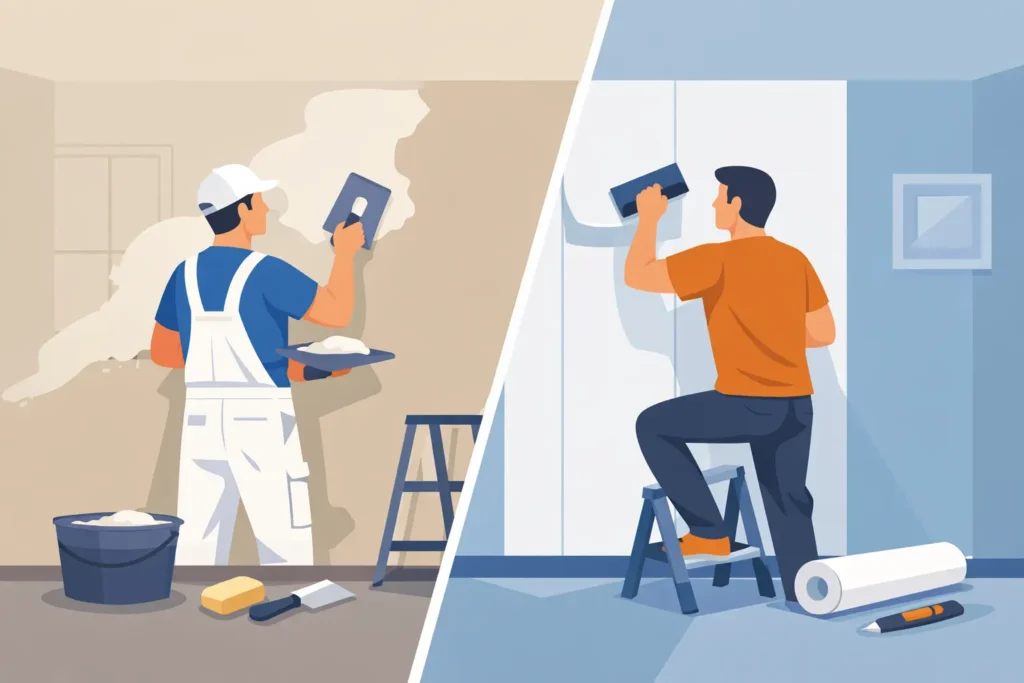 Stucwerk versus renovlies behang