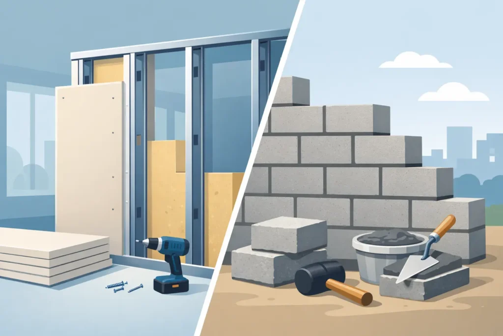 Metal stud versus blokkenwand: wat past?