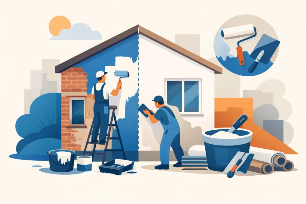 Woningtransformatie met latex en stucwerk
