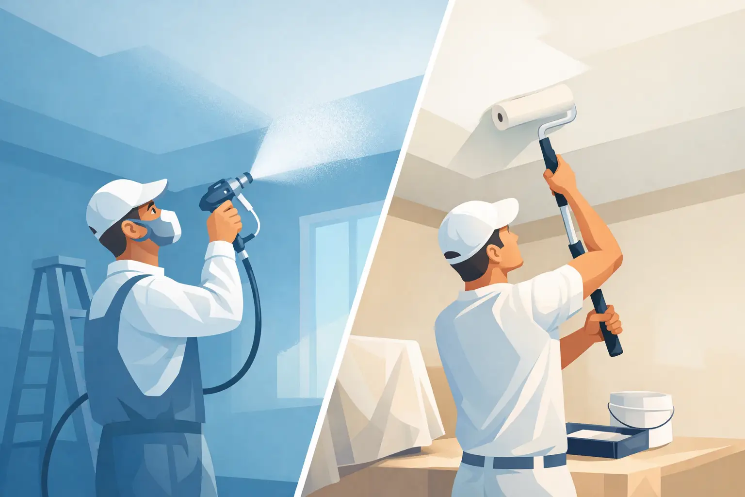 Spuiten versus sauzen plafonds: wat kiest u?